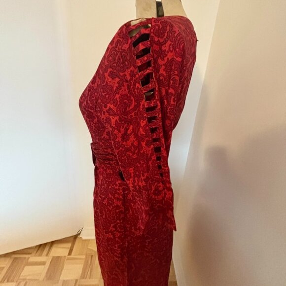 Spectacular Vintage Red Dress with Amazing Peek-a-Boo arm detail (size 10) - Picture 4 of 10